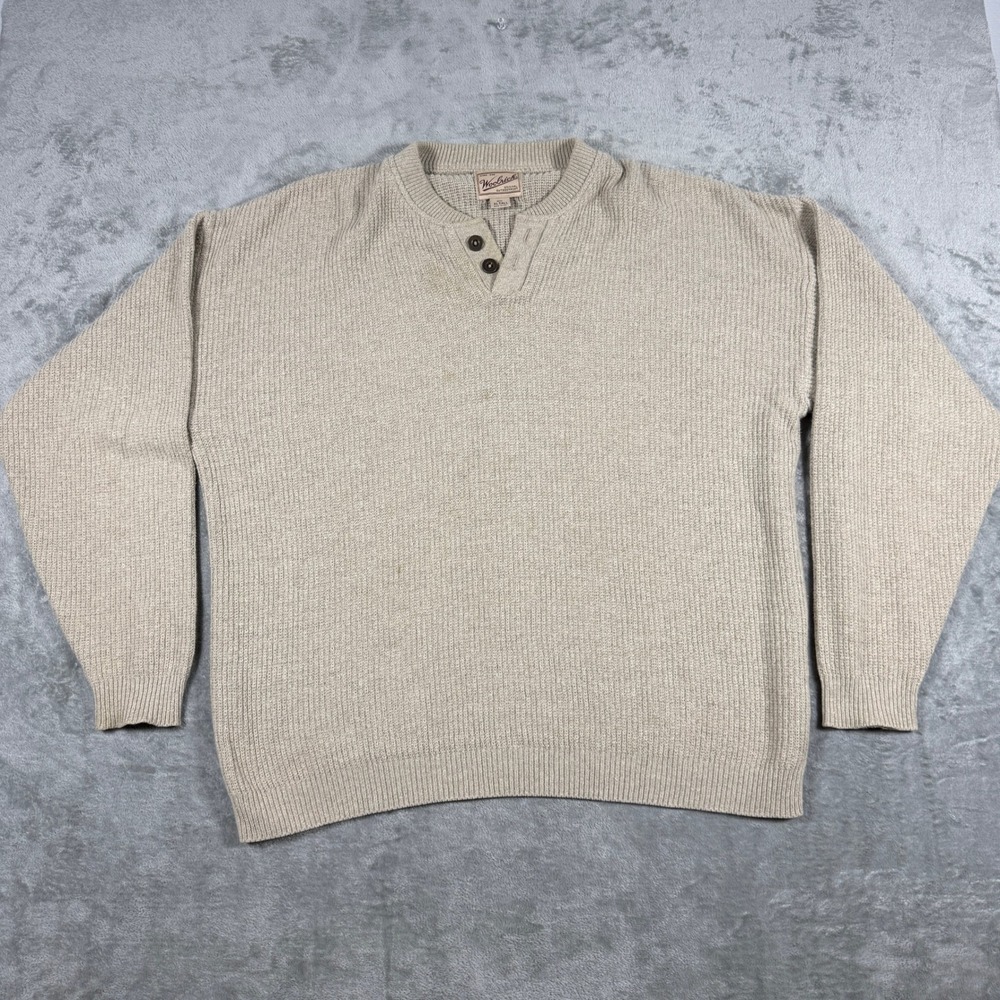 Vintage Woolrich Mens XL Tall Sweater Beige Ribbed Knit USA Made